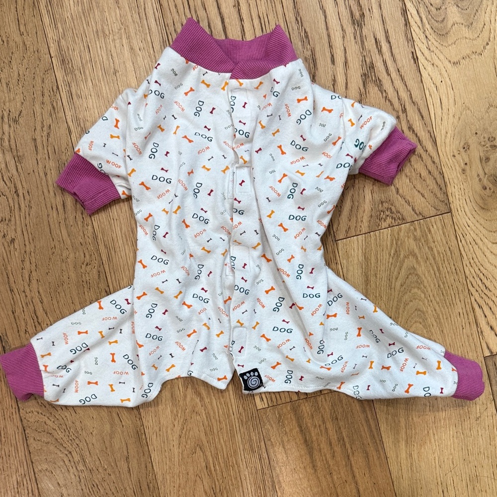 Dog Print Pajama with Purple Trim